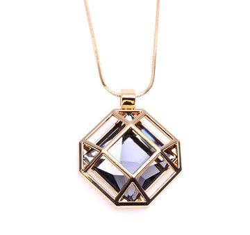 N2673 - Retro Gemstone Pendant Necklace